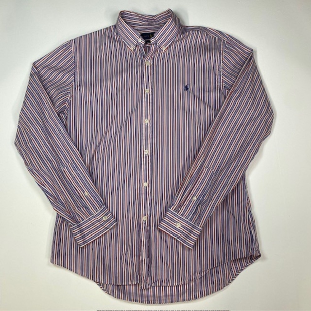 Ralph Lauren Large‎ Slim Fit Striped Button Down Shirt - Red, White, & Blue
